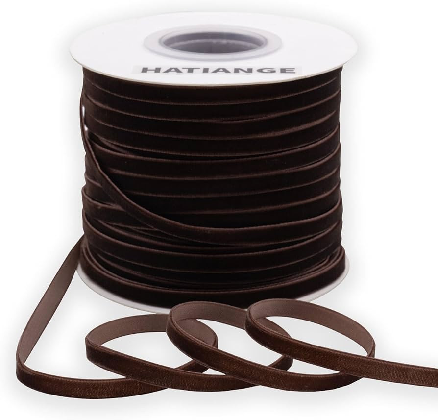 HATIANGE Brown Velvet Ribbon 1/4 Inch X 50 Yards for Gift Wrapping, Hair Bows, Choker, Wedding De... | Amazon (US)