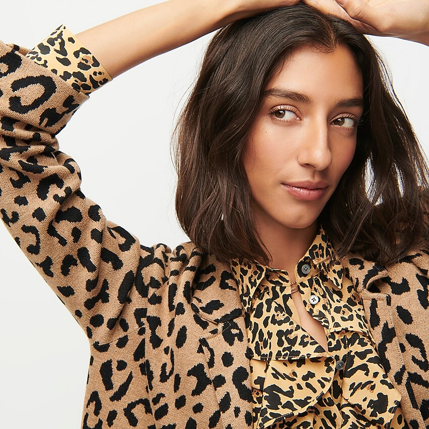 Sophie open-front sweater-blazer in leopard | J. Crew US