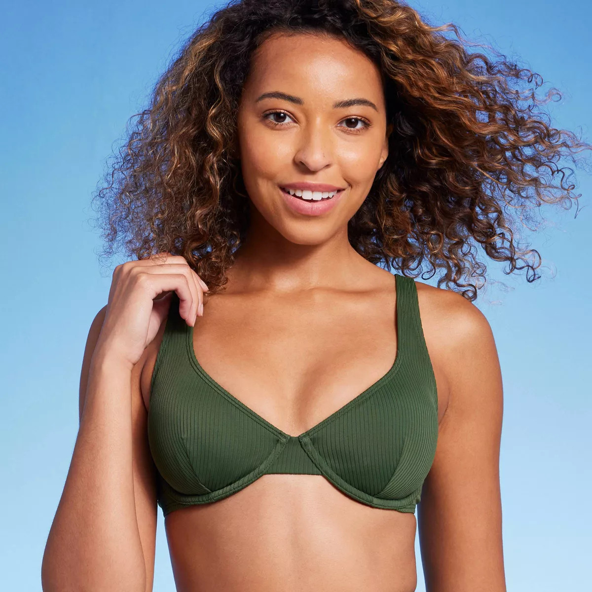 Women's Retro Ribbed Underwire Bikini Top - Shade & Shore™ | Target