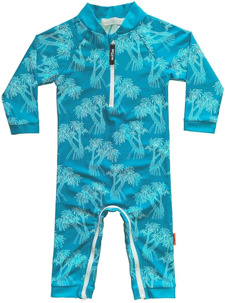 weVSwe Baby Toddler UPF 50+ Sun Protection Rash Guard Long Sleeve Swimsuit with Crotch Zipper | Amazon (US)