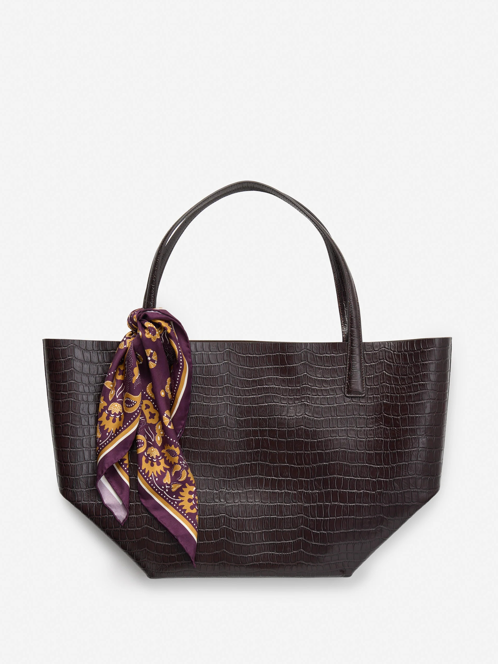 Vika Leather Tote in Crocodile | J.McLaughlin