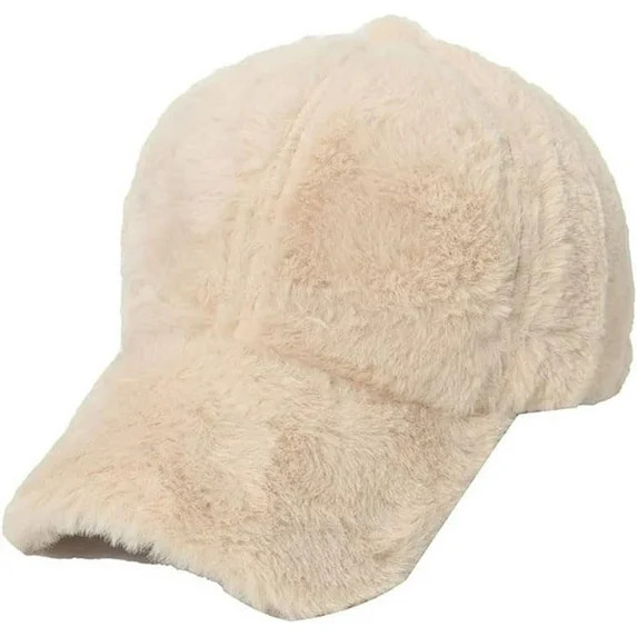 LinYooLi Winter Faux Fur Baseball Cap Hat Warm Fleece Adjustable Baseball Cap for Women Men - Wal... | Walmart (US)