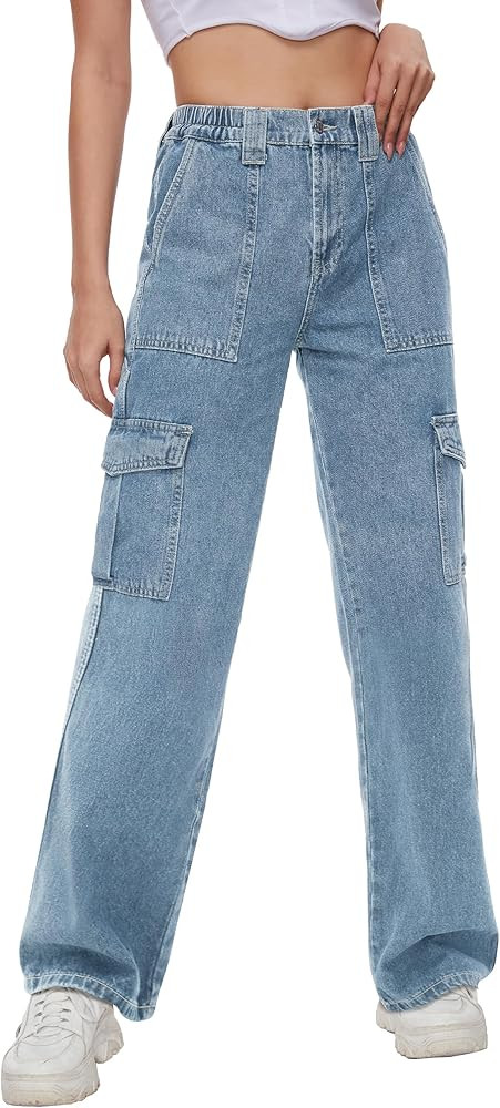 Tapata Women's 26"/28"/30"/32"/34" Cargo Jeans Straight Leg Short Petite Regular Tall Denim Relax... | Amazon (US)