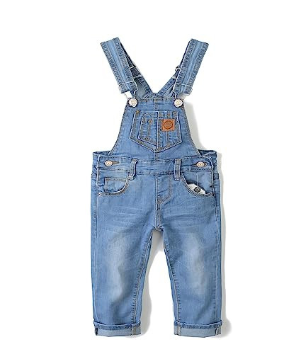 KIDSCOOL SPACE Little Girl Boy Jean Overalls,Toddler Denim Cute Slim Pants,Light Blue,4-5 Years | Amazon (US)