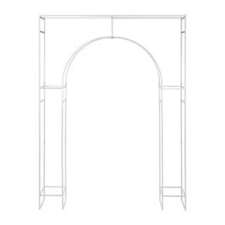 98.4 in. x 70.8 in. White Metal Wedding Arch Backdrop Stand Background Decoration Garden Arbor Frame | The Home Depot