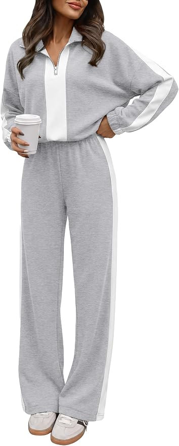 ANRABESS Women's 2 Piece Lounge Set Color Block Tracksuit Sweatsuit | Amazon (US)