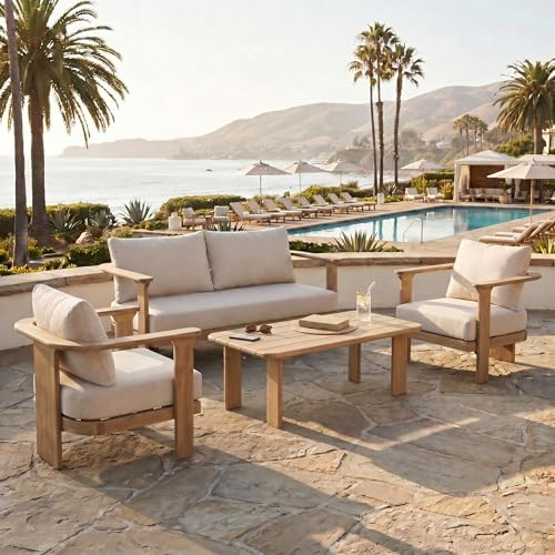 Christopher Knight Home Kera 4-Seater Patio Furniture Set with Removable Cushion, 4 Piece Outdoor... | Amazon (US)