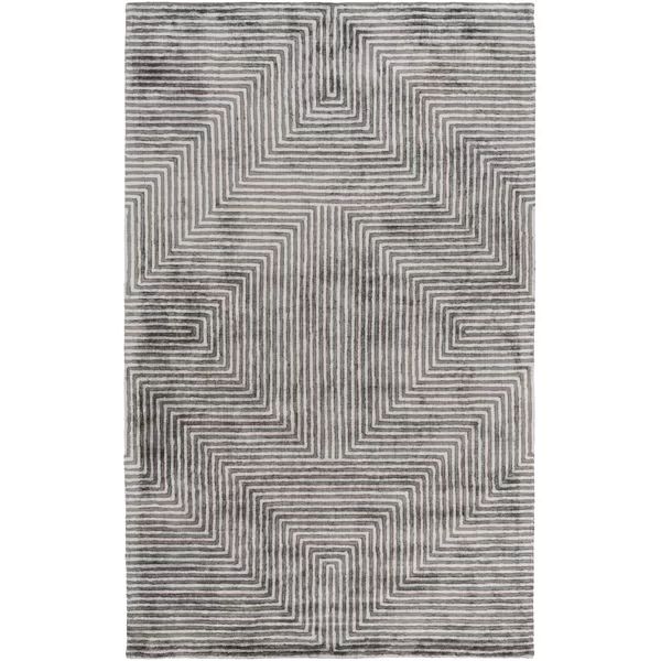 Evelina Ice Blue/Charcoal Tufted Viscose Area Rug | Wayfair North America