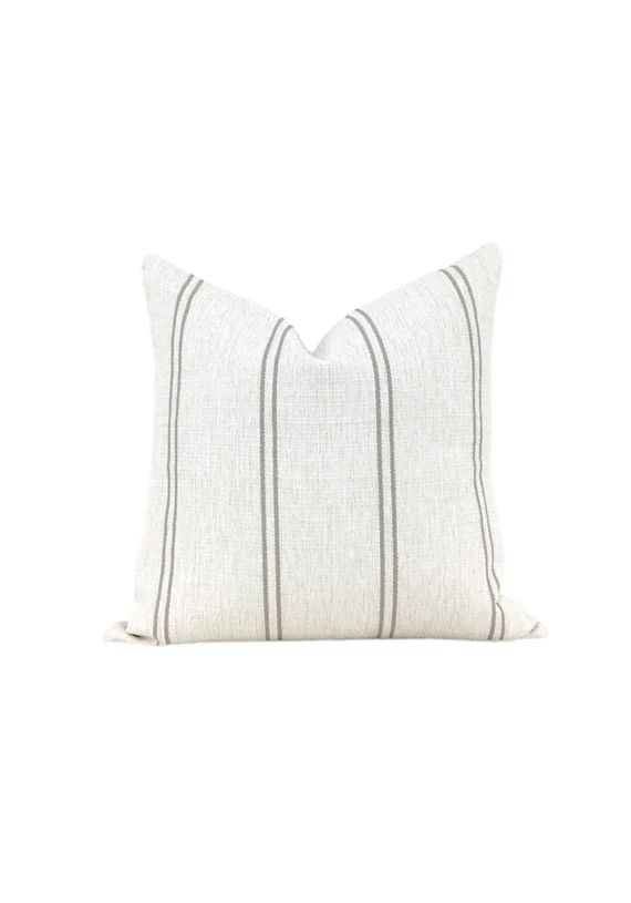 Neutral Striped Pillow Cover // Modern Farmhouse Decor | Etsy | Etsy (US)