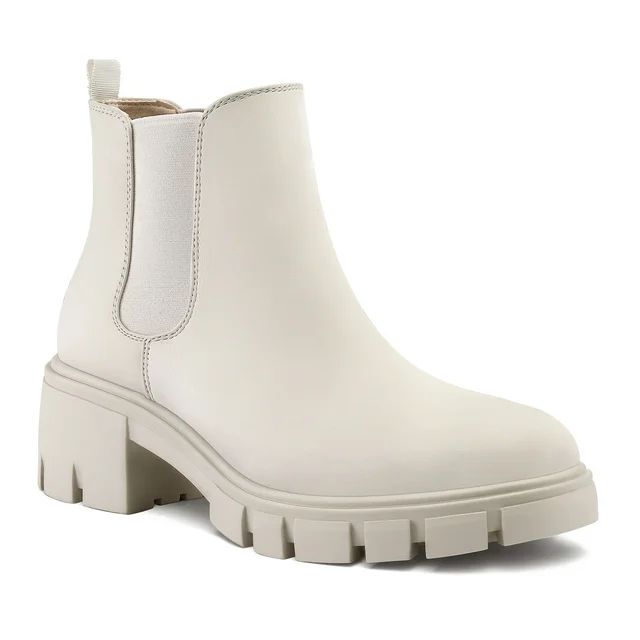 Mysoft Women's White Platform Chelsea Boots Ankle Boots Size 6.5 | Walmart (US)