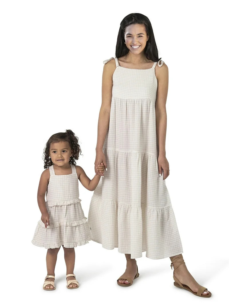 Baby & Toddler Girls Tan Gingham Dress | Walmart (US)