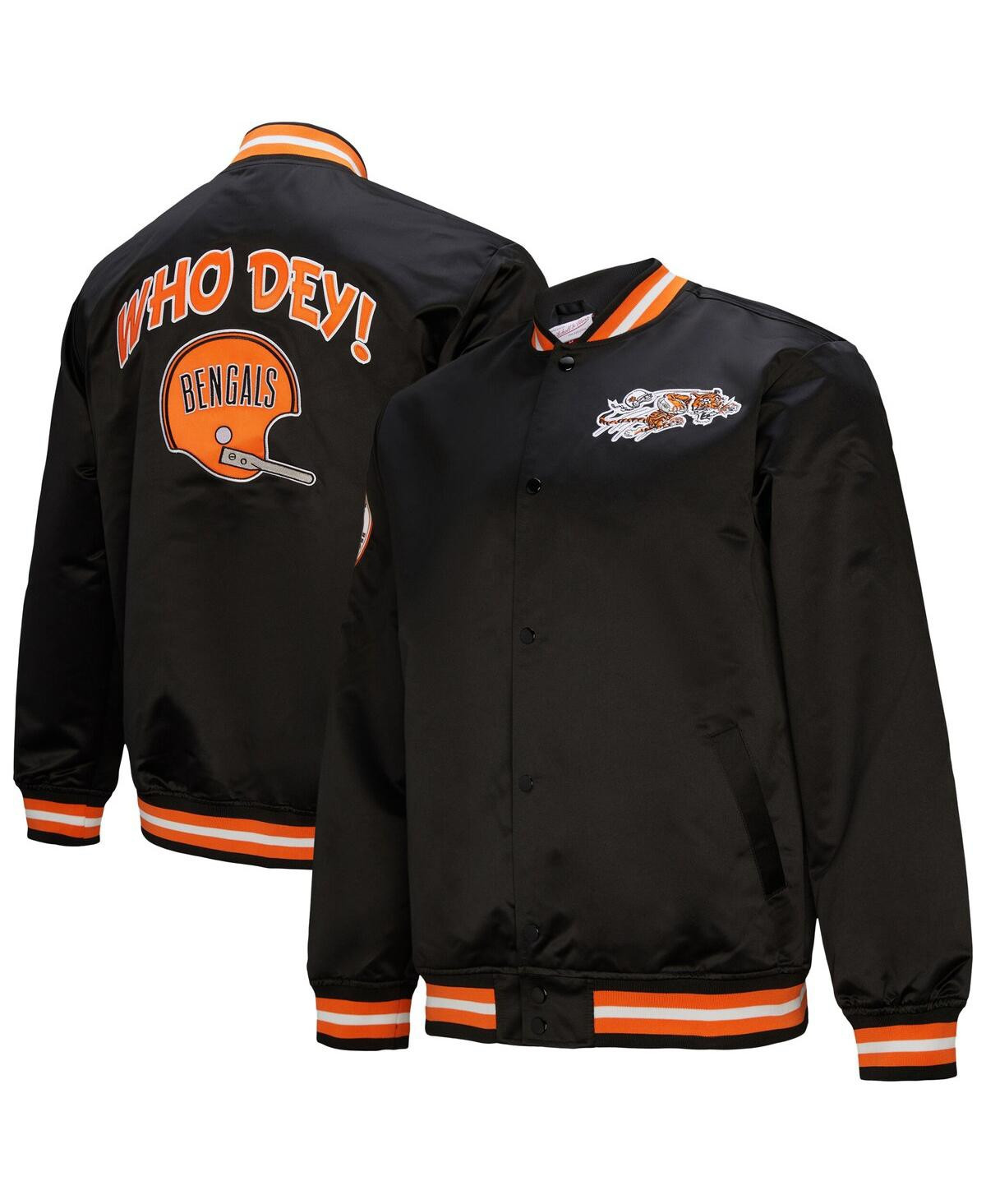 Mitchell & Ness Men's Black Cincinnati Bengals Double Down Satin Full-Snap Jacket - Black | Macy's