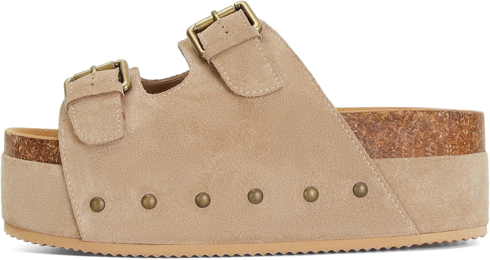 Wnshonzy Womens Genuine Leather Cork Platform Sandals Adjustable Buckle Straps Band Suede Clogs P... | Amazon (US)