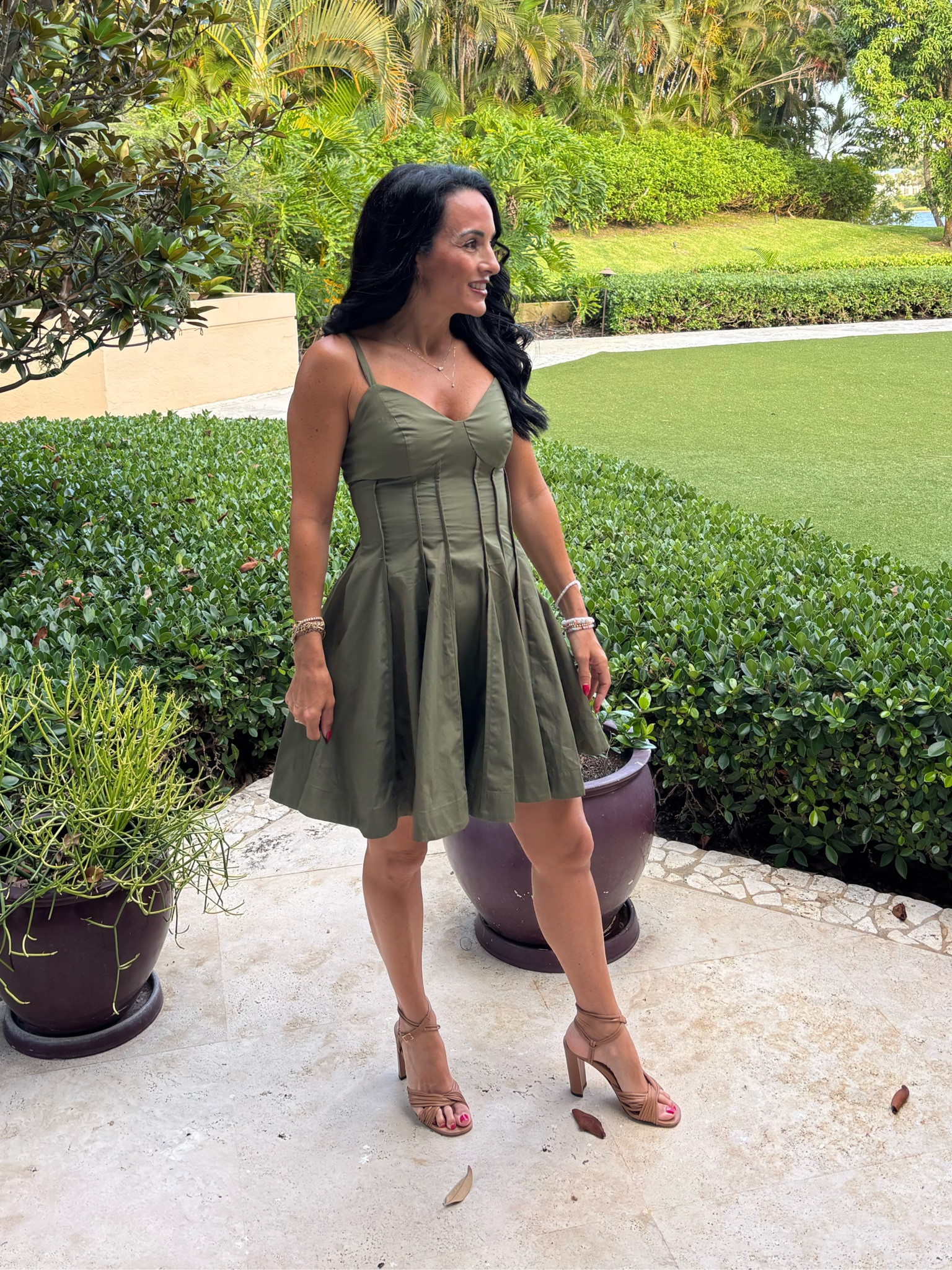 Army green dress 
Anthropologie 

#LTKWedding #LTKOver40 #LTKootd