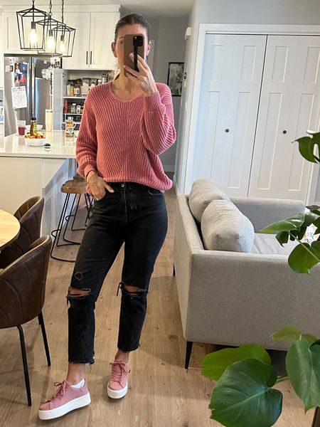 Pink sweater and shoes 🥰