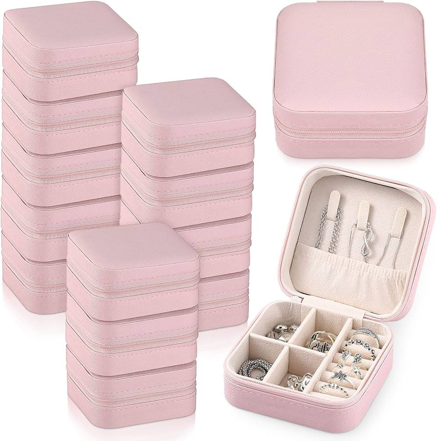 12 Pcs Mini Travel Jewelry Case Bridesmaid Proposal Gift Boxes Small Jewelry Organizer PU Leather... | Amazon (US)