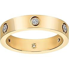 Fashion Classic 18K Gold Plated Titanium Steel Women Stacking Ring Best Gifts Couples Valentine's... | Amazon (US)