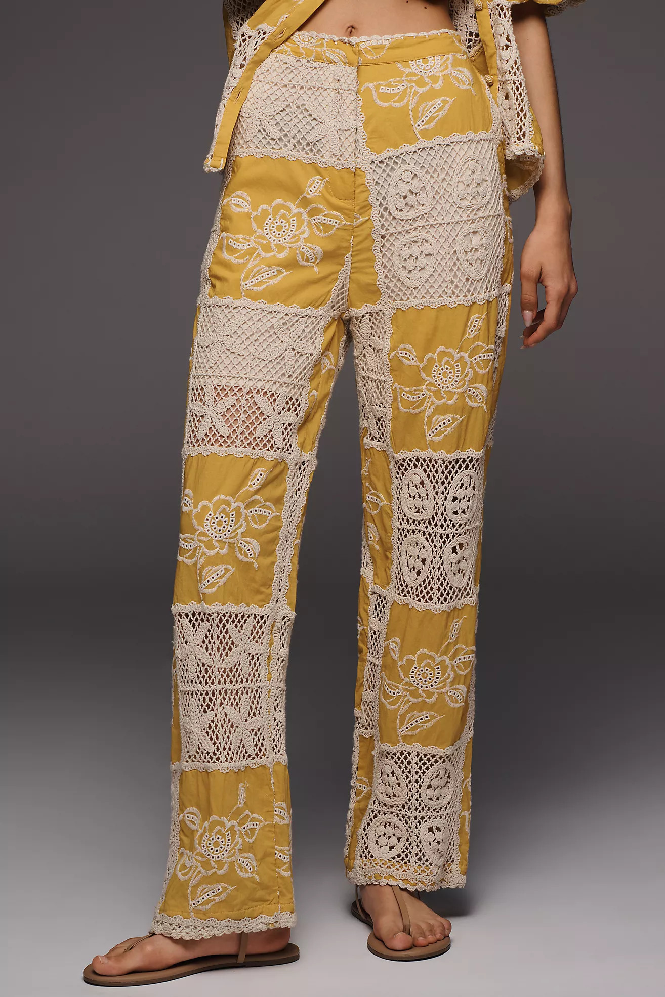 Farm Rio Cotton Lace Pants | Anthropologie (US)