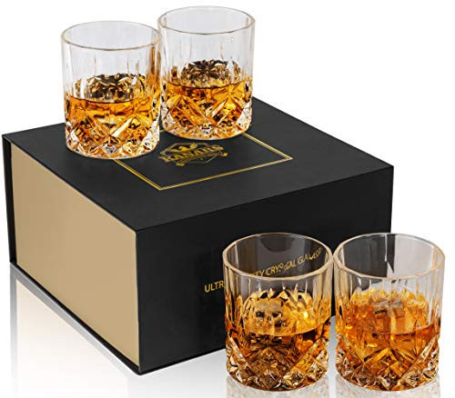 KANARS Old Fashioned Whiskey Glasses with Luxury Box - 10 Oz Rocks Barware For Scotch, Bourbon, Liquor and Cocktail Drinks - Set of 4 - Men Gift | Amazon (US)