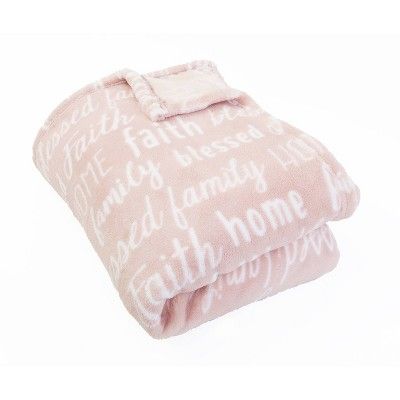 50"x70" Pearson Family Words Printed Loft Fleece Throw Pink - Decor Therapy | Target