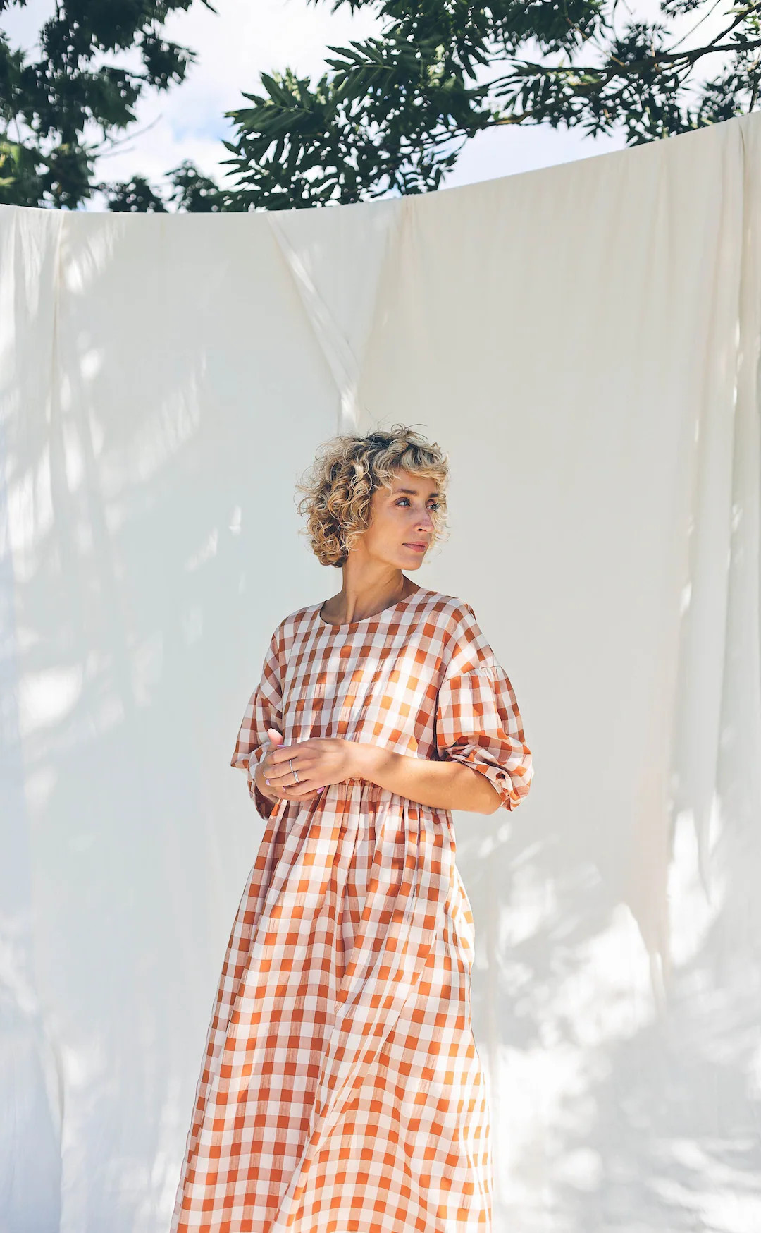 Überschnittene Schultern Karos Print Kleid PERLA OFFON CLOTHING - Etsy.de | Etsy (DACH)