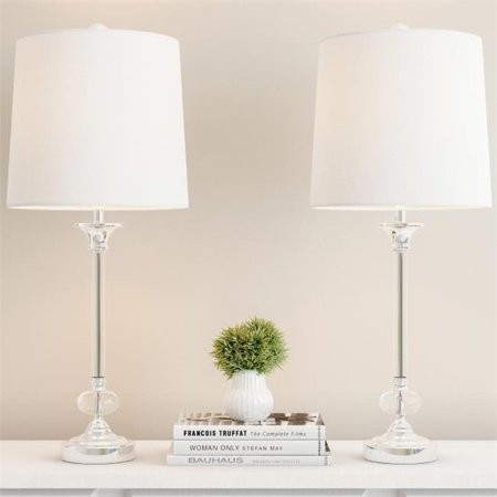 Lavish Home 72-LMPST2-3 Crystal Lamps-Faceted Shiny Silver Lighting-Comes with 2 Matching Table Lamp | Walmart (US)
