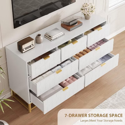 53.5" 7-Drawer Dresser with Metal Legs, Modern Chest Organizer for Bedroom, Living Room, Entryway | Target