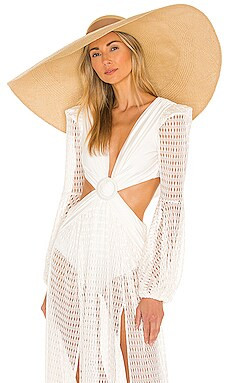 SENSI STUDIO Haute Beach Hat in Beige & Sable Band from Revolve.com | Revolve Clothing (Global)