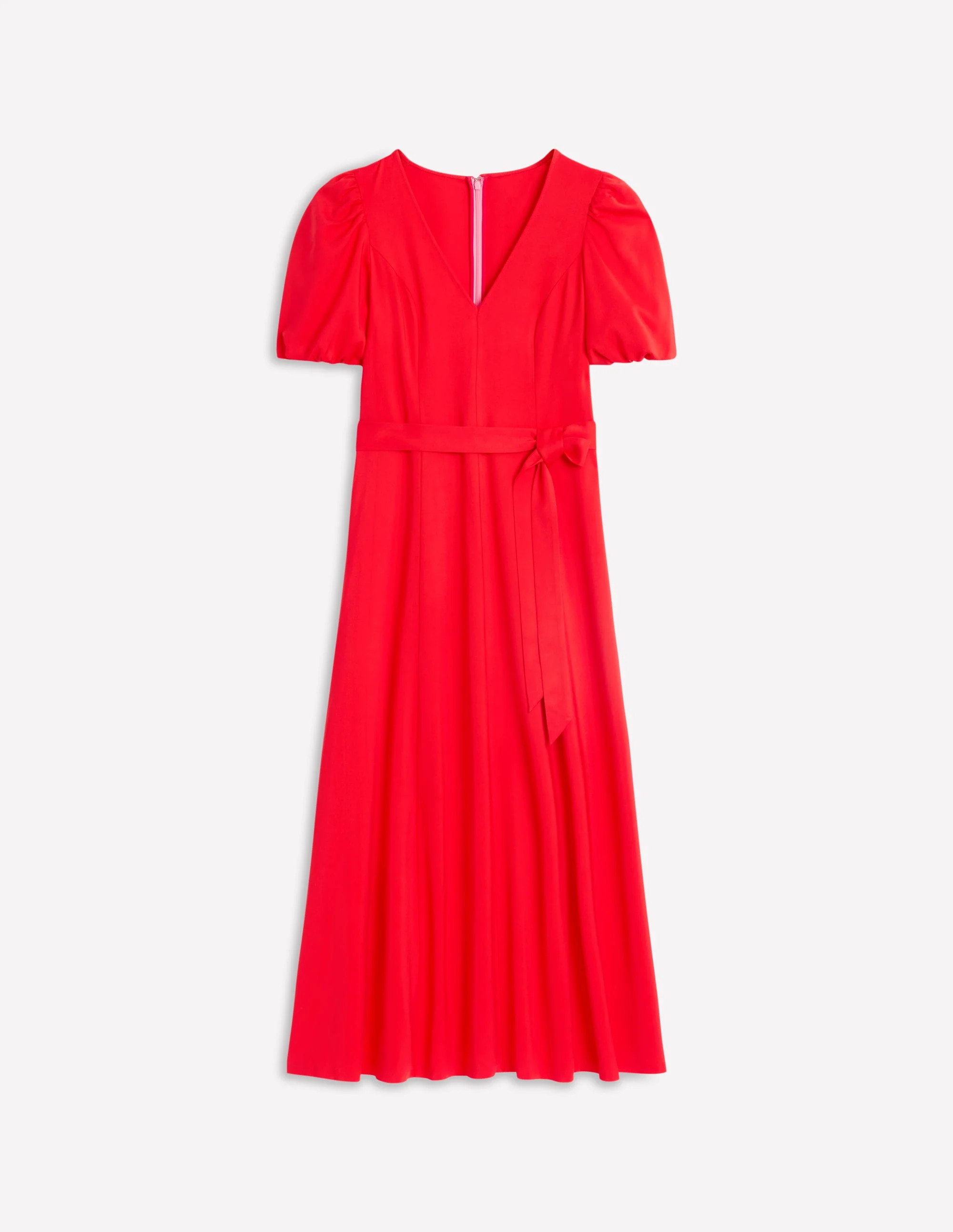 Volume Sleeve Midi Dress-Poppy Red | Boden UK