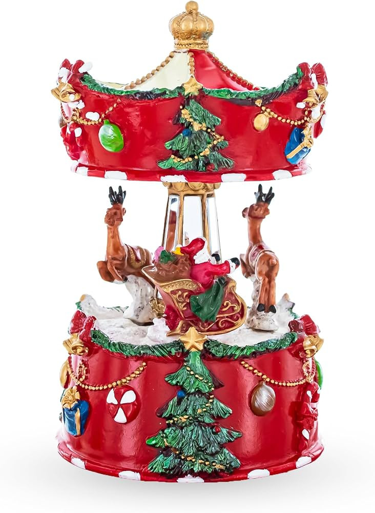 Santa's Merry Carousel Ride Spinning Musical Figurine | Amazon (US)