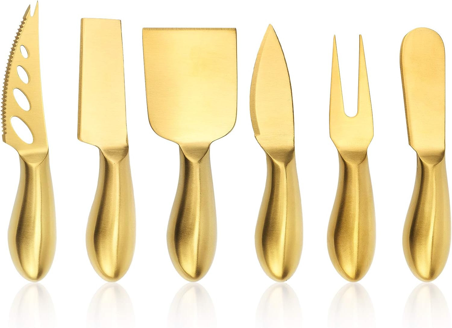 Premium 6-Piece Golden Cheese Knife Set, Stainless Steel Cheese Cutter Cheese Fork Slicer,Cheese ... | Amazon (US)