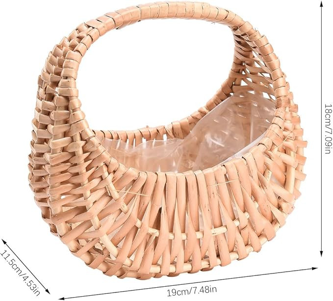 Fofetbfo Half-Moon Mini Straw Rattan Baskets, Hand-Woven Flower Basket with Handle, Retro Storage... | Amazon (US)