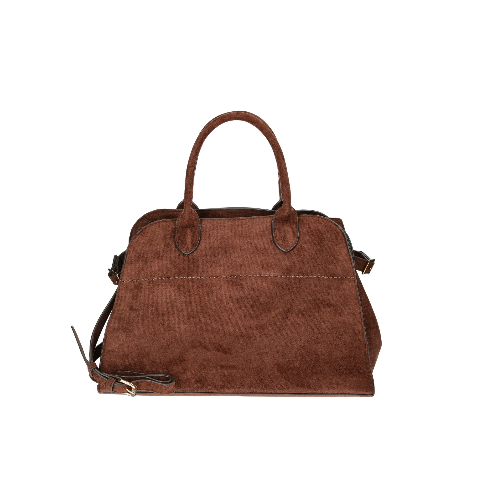 Time and Tru Women's Sage Satchel Soft Faux Suede Tote Bag, Chocolate | Walmart (US)