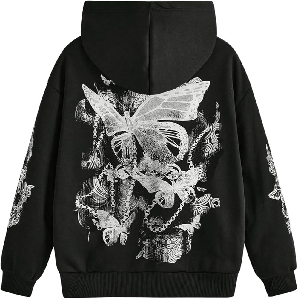 SOLY HUX Women's Graphic Hoodies Butterfly Print Long Sleeve Drawstring Pocket Sweatshirt Pullove... | Amazon (US)