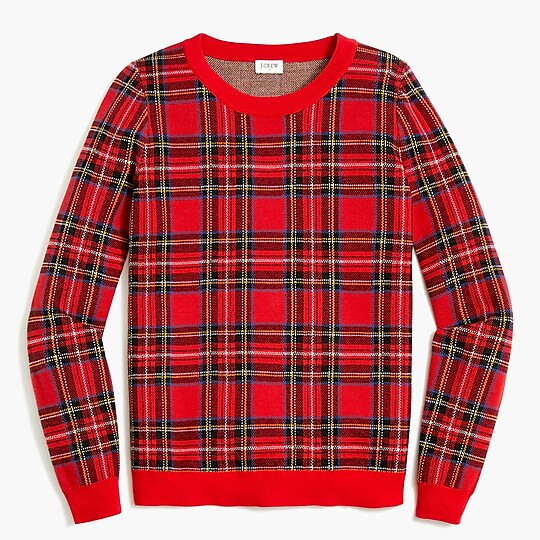 Tartan jacquard pullover sweater | J.Crew Factory