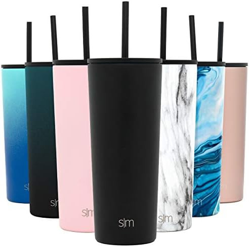 Simple Modern Classic Insulated Tumbler with Straw and Flip Lid Stainless Steel Water Bottle Iced Co | Amazon (US)