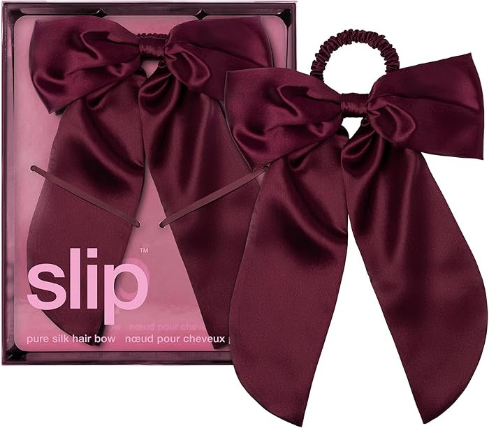 Slip Pure Silk Hair Bow – Crimson – Oversized Mulberry Silk Bow with Built-In Hair Tie – Re... | Amazon (US)