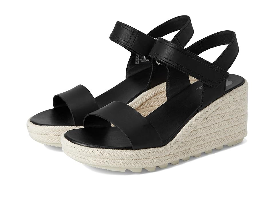 SOREL Camerontm Wedge Sandal Women's Shoes Black/Chalk: 9.5 B - Medium | Zappos.com
