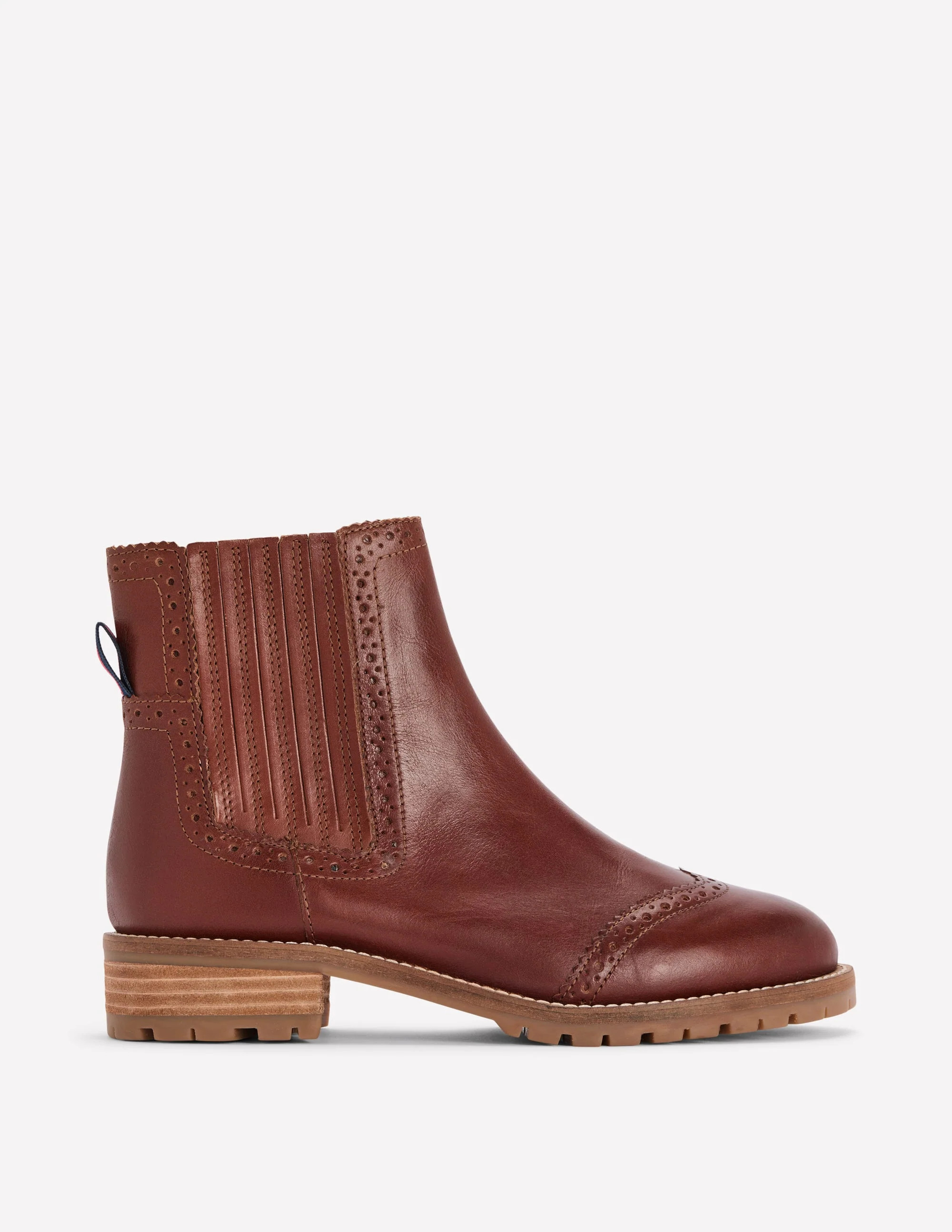 Brogue Detail Chelsea Boots-Tan | Boden (US)