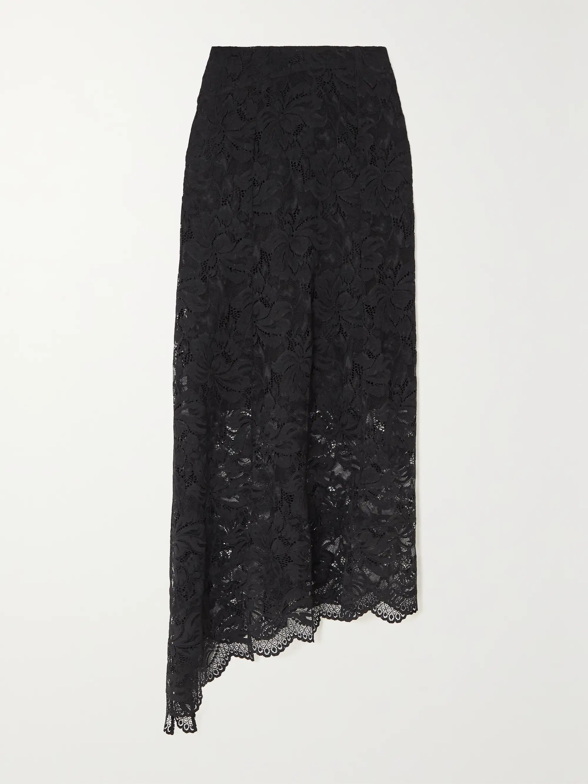Jupe asymmetric scalloped stretch-lace midi skirt | NET-A-PORTER (US)