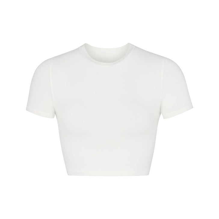 COTTON JERSEY SUPER CROPPED T-SHIRT | MARBLE | SKIMS (US)