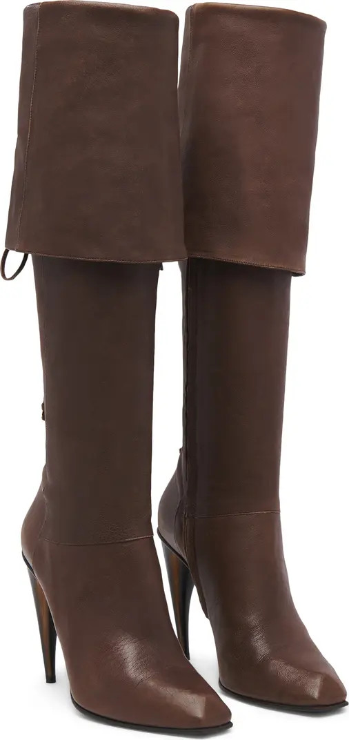 McQueen Horn Shaped Heel Lace-Up Knee High Boot (Women) | Nordstrom | Nordstrom