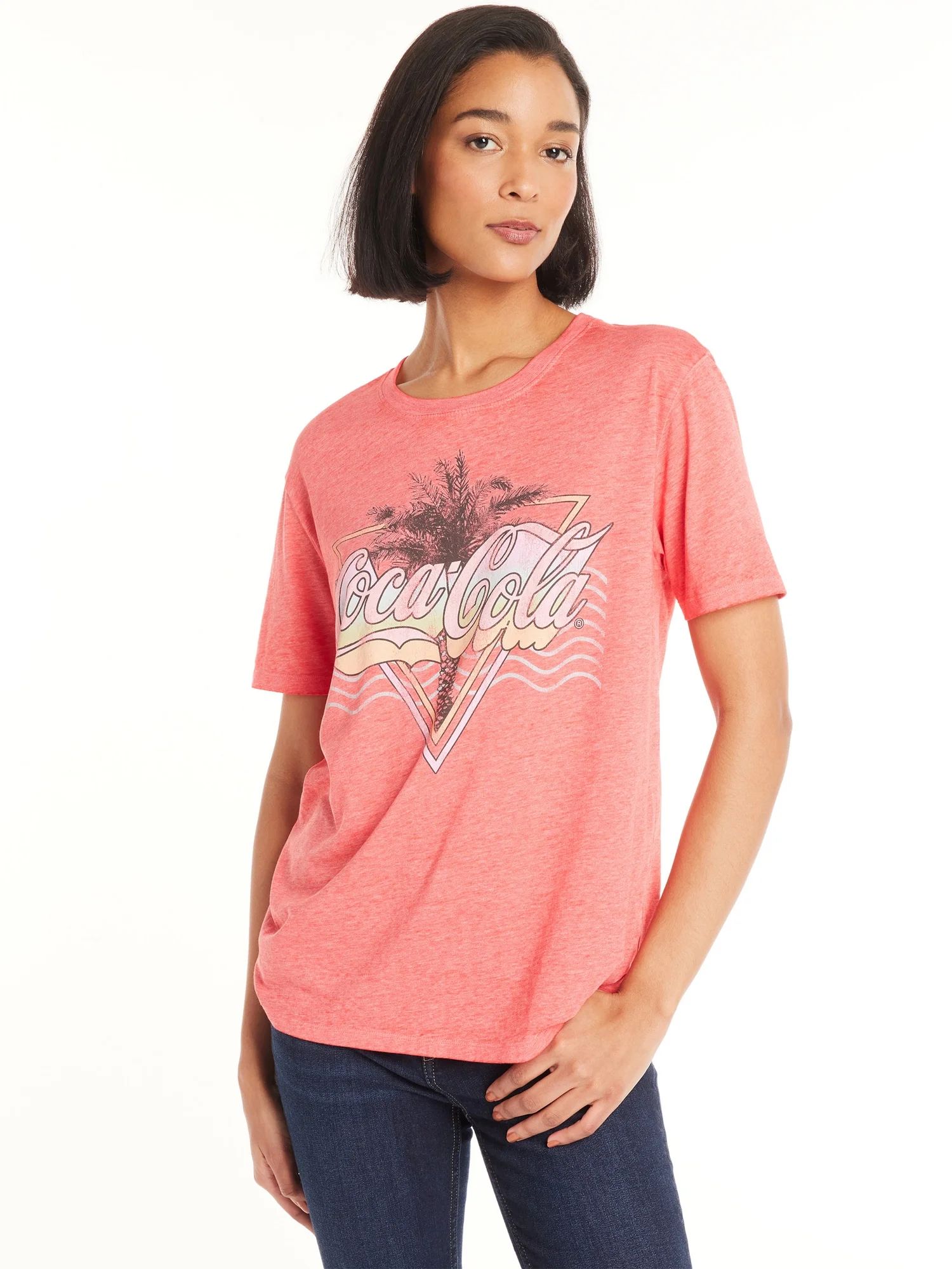 Time And Tru Women's Coca Cola Graphic Tee with Short Sleeves, Sizes XS-XXXL | Walmart (US)
