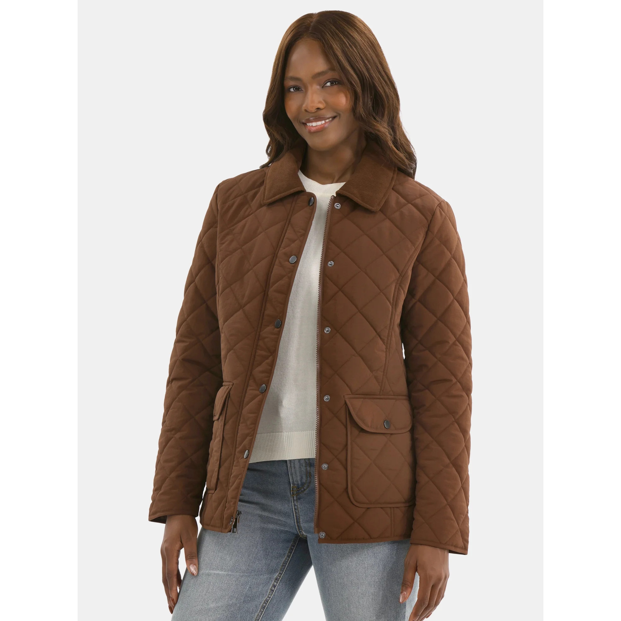 Time and Tru Women's Quilted Barn Coat, Midweight, Sizes XS-3X | Walmart (US)