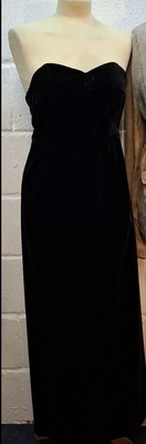 Vintage Velvet Black Evening Dress Black Strapless Dress Custom Made, Sz Small | eBay UK