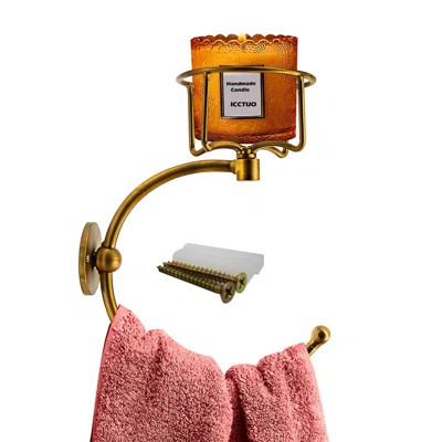 Hand Towel Holder With Vintage Candle Holder For Wall, Towel Hook For Bathroom Wall, Rustic Towel Ring With Elegent Candle Holder, Sturdy Wall Mounted | Wayfair North America