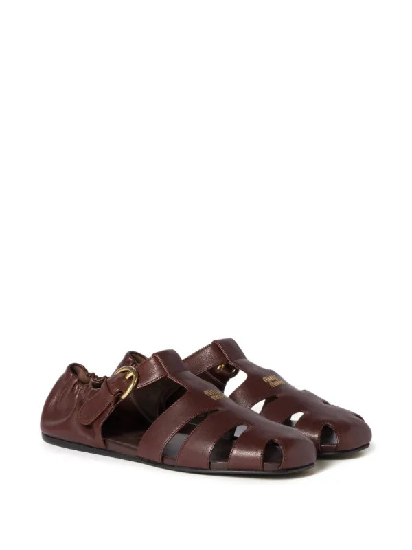 Miu Miu Ruches fisherman's Sandals | Brown | FARFETCH | Farfetch Global