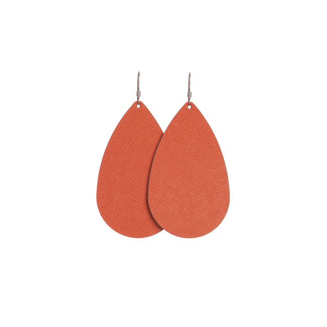 Tangerine Leather Earrings | Nickel and Suede