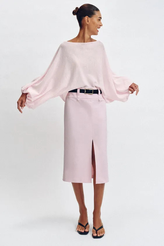 BELTED PENCIL MIDI SKIRT | Zara US