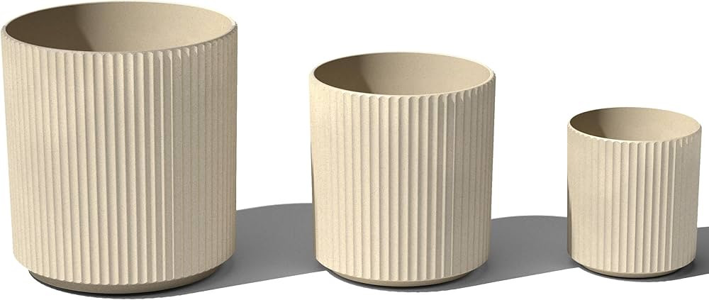 Veradek Demi Series Set of 3 Round Planters for Porch, Patio, Backyard | Durable Plastic-Concrete... | Amazon (US)